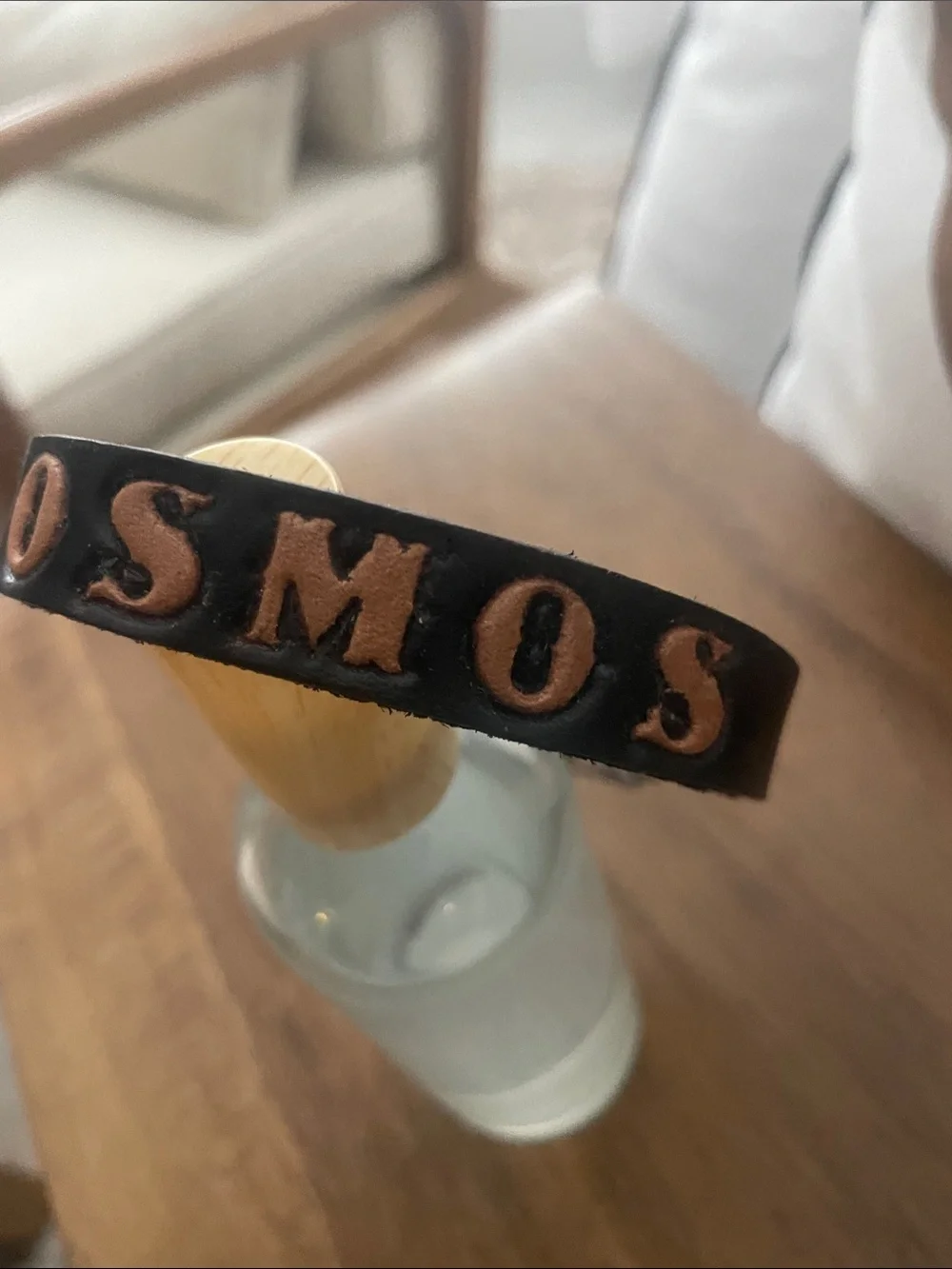 Black Leather 'COSMOS' Embossed doggie collar.